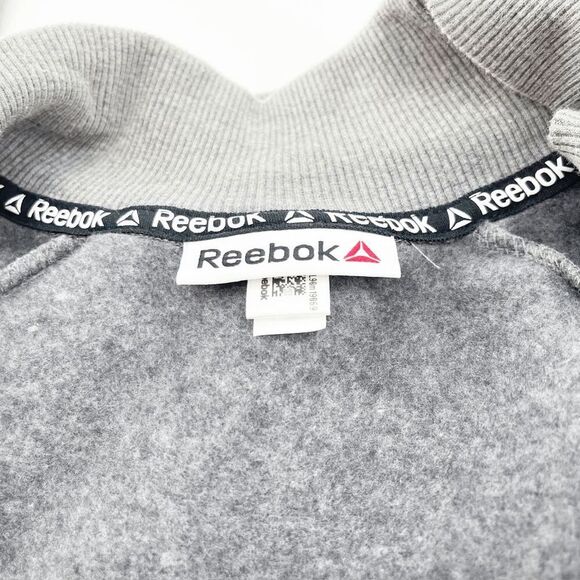 Reebok Womens Sweatshirt Size L Gray Black Colorblock 1/4 Zip Logo Pullover - Picture 4 of 4